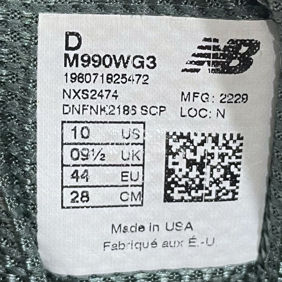 スニーカー M990WG3 MADE IN USA