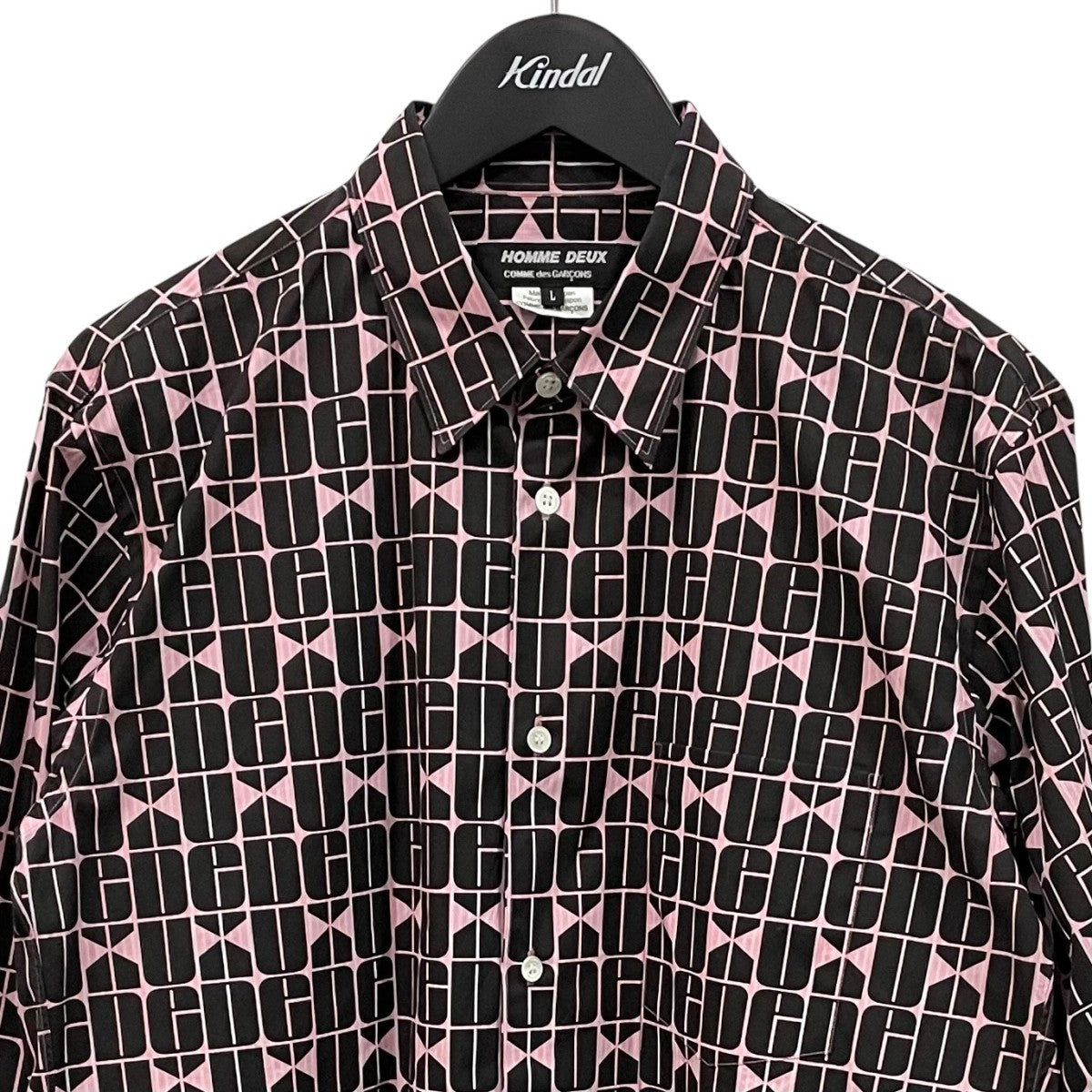 COMME des GARCONS HOMME DEUX 綿ブロードストライププリント柄 長袖シャツ DO-B045 古着・中古-2枚目のアイテム画像