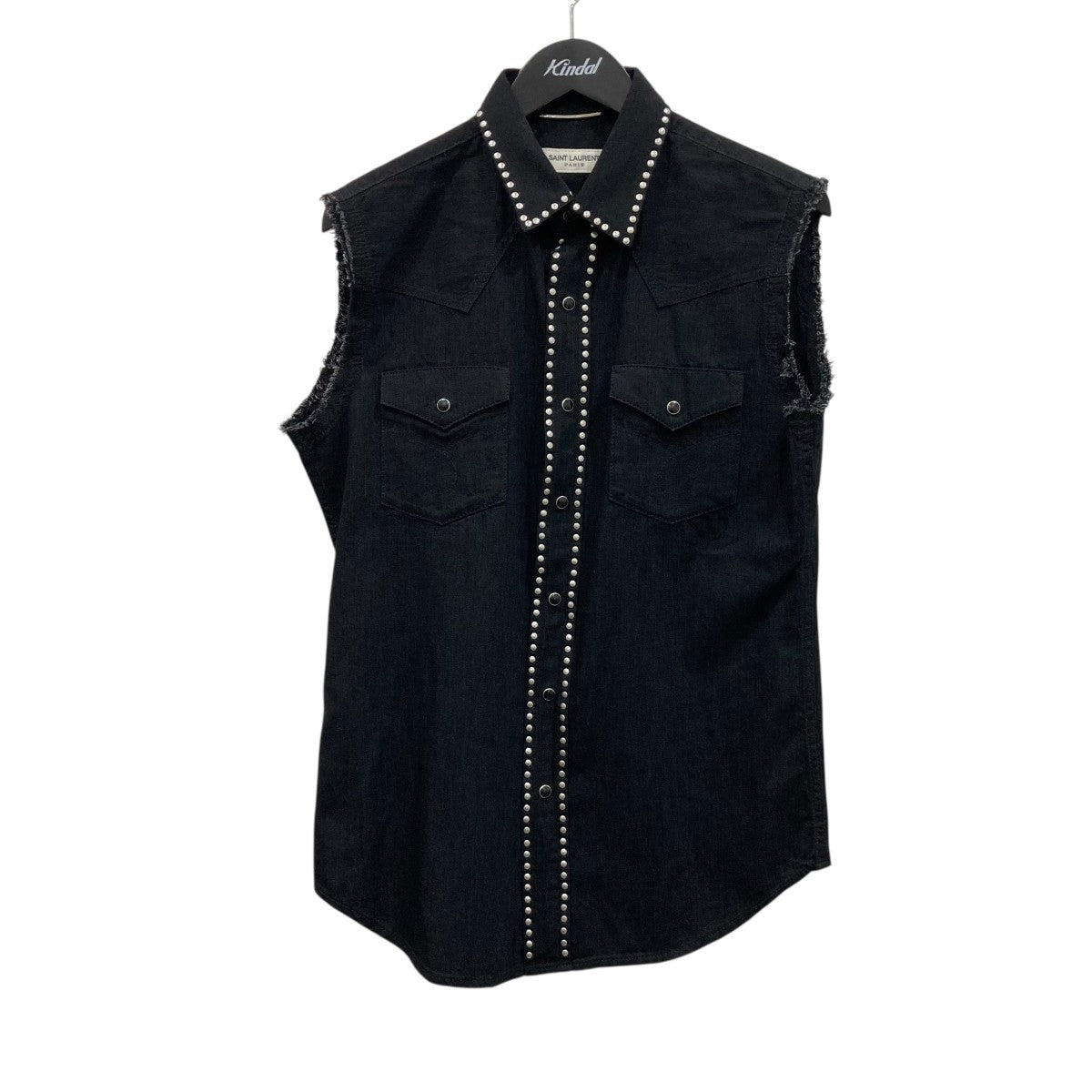 Saint Laurent Paris エディー期 スタッズノースリーブシャツ377019 古着・中古-1枚目のアイテム画像