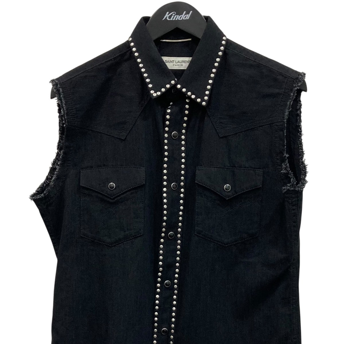 Saint Laurent Paris エディー期 スタッズノースリーブシャツ377019 古着・中古-3枚目のアイテム画像