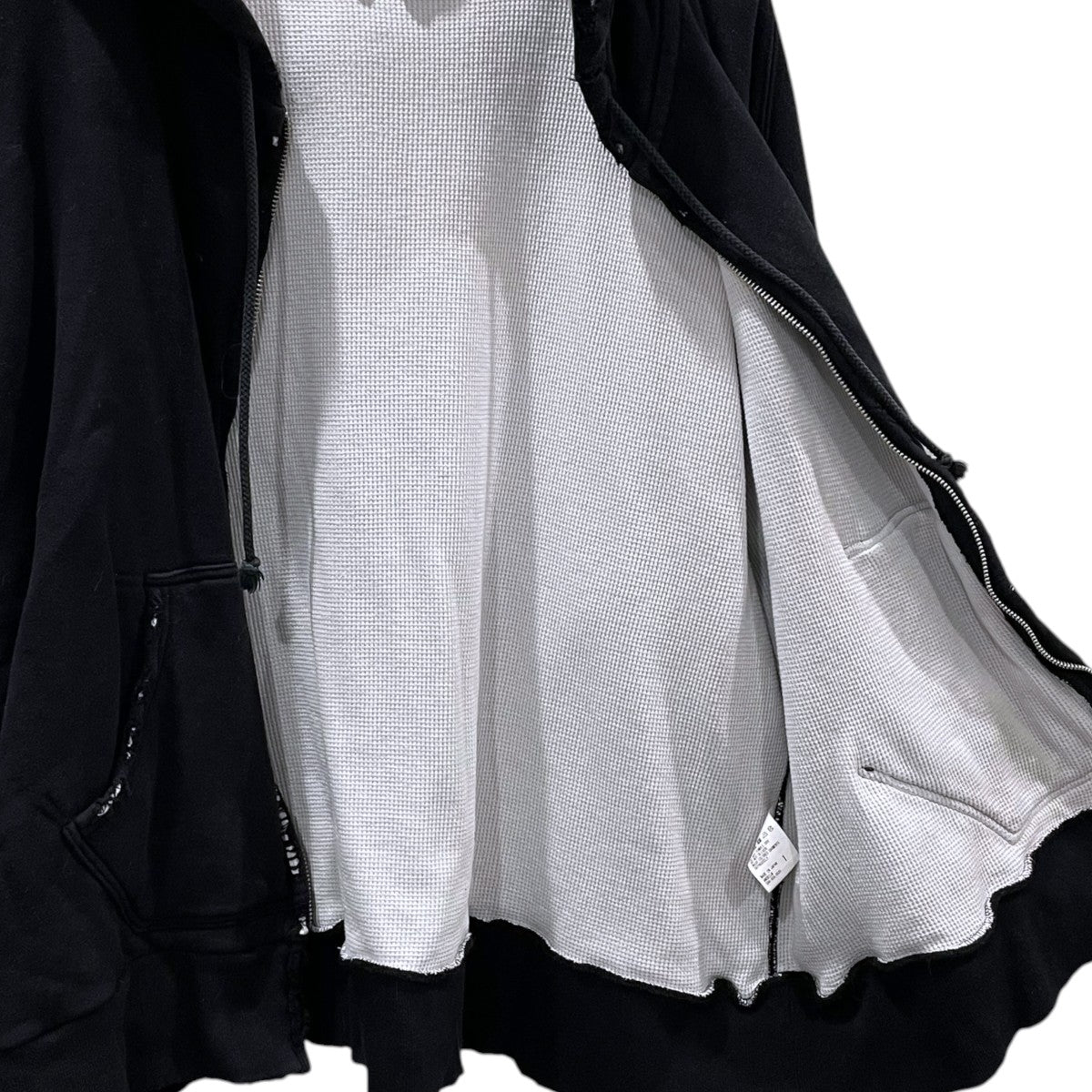 ANCELLM 23AW ダメージ加工レイヤードジップアップパーカー ZIP-UP HOODIE ジップアップフーディ ANC-CT33 古着・中古-4枚目のアイテム画像