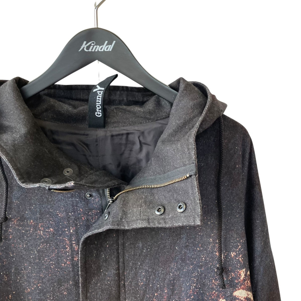 GROUND Y 26AW25-FLANNEL FLORAL PATTERN FRONT OPEN PONCHO COATコートGL-C05-104 古着・中古-3枚目のアイテム画像