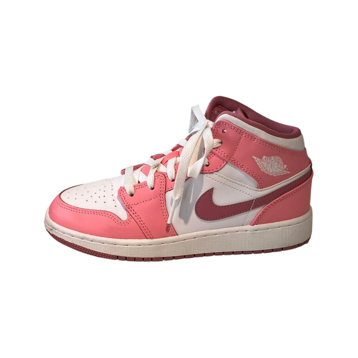 GS Air Jordan 1 Mid Coral Chalk／White／Desert BerryハイカットスニーカーDQ8423-616