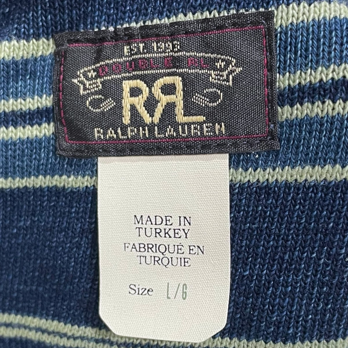 RRL(ダブルアールエル) ストライプ柄Tシャツ Indigo Striped Cotton