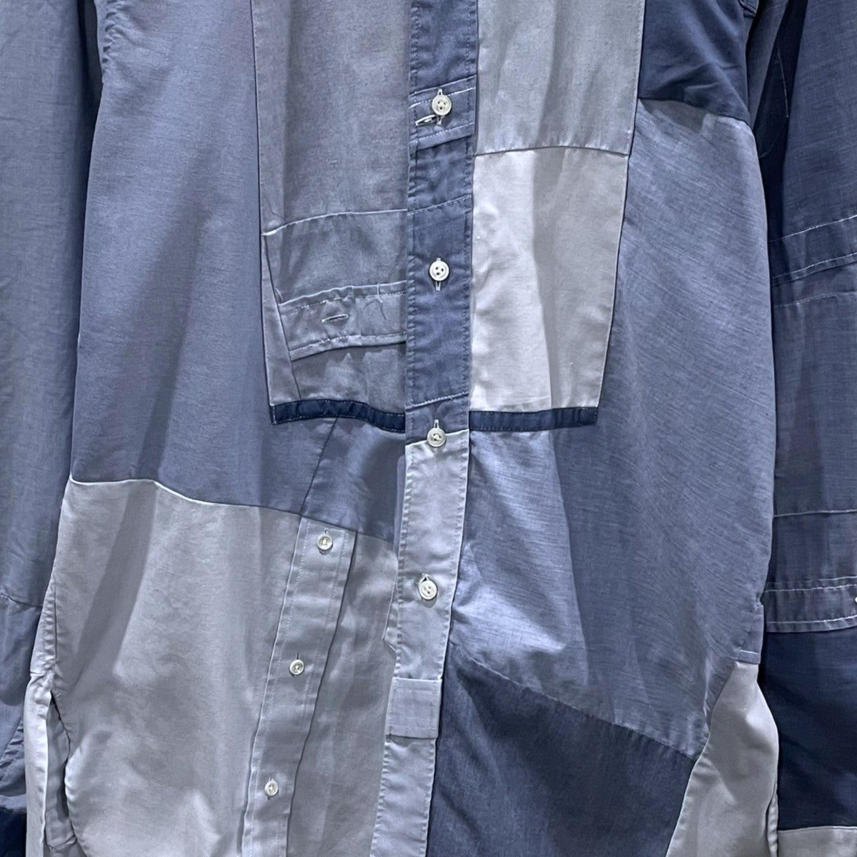 Rebuild by Needles リメイクパッチワークバンドカラーシャツ 古着・中古-4枚目のアイテム画像