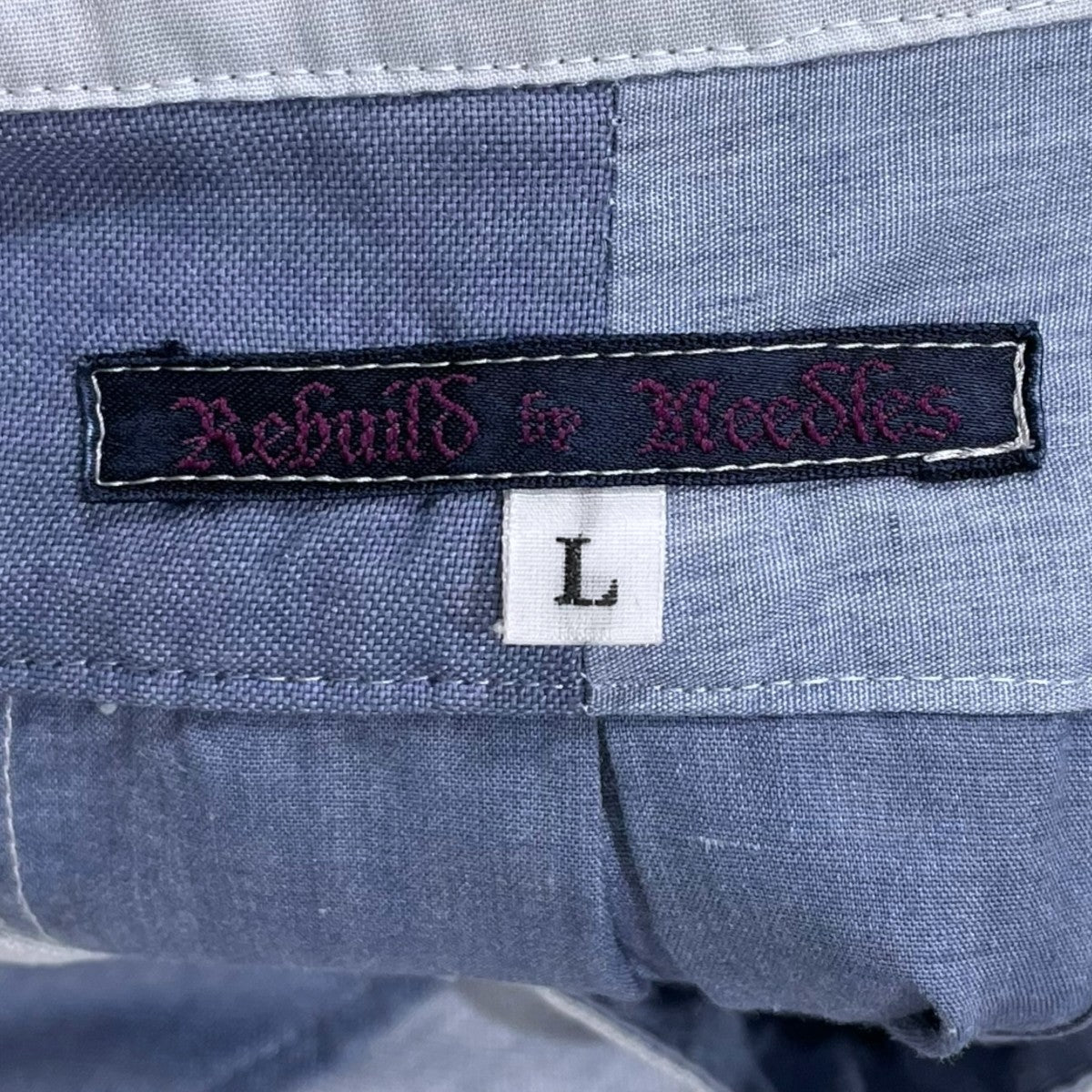 Rebuild by Needles リメイクパッチワークバンドカラーシャツ 古着・中古-9枚目のアイテム画像