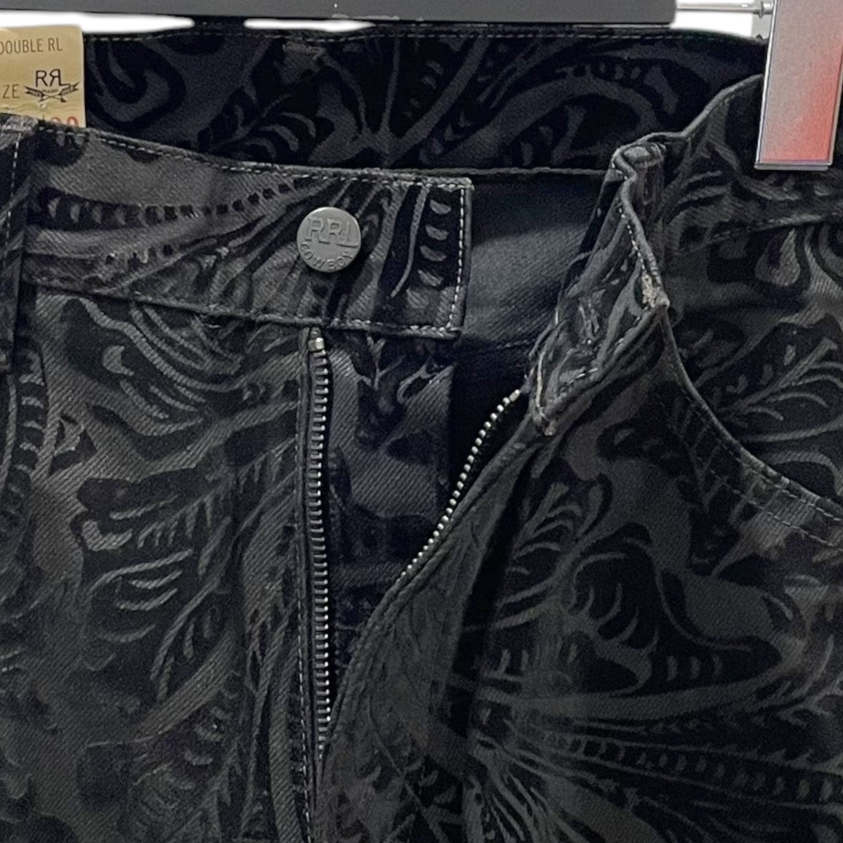 RRL 24AW フラワーフロッキープリントデニムパンツ Black Floral 12oz Flocked Denim 782943823001 古着・中古-3枚目のアイテム画像