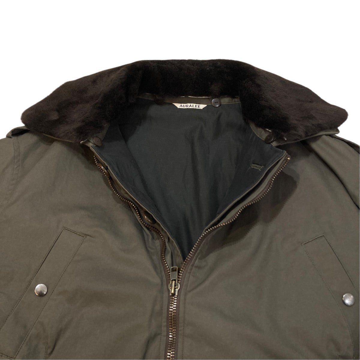 AURALEE WASHED FINX COTTON GABARDINE FLIGHT BLOUSONジャケットA25AB01HM 古着・中古-4枚目のアイテム画像
