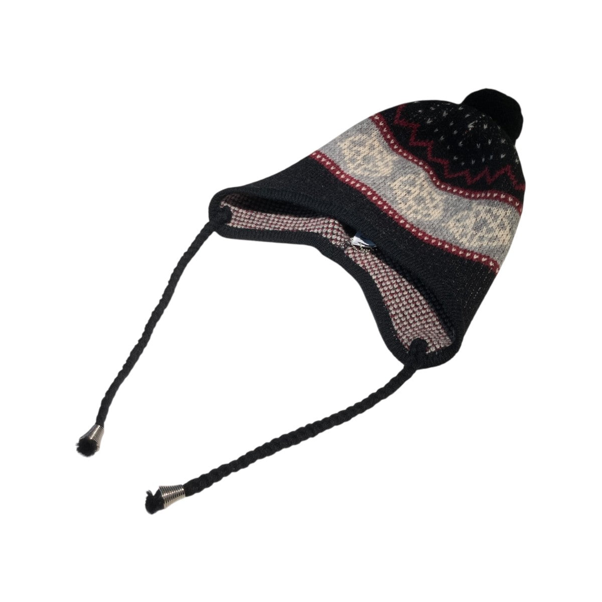 WOOL KNIT FLAP POMPOM BEANIEニット帽PD25AAC09
