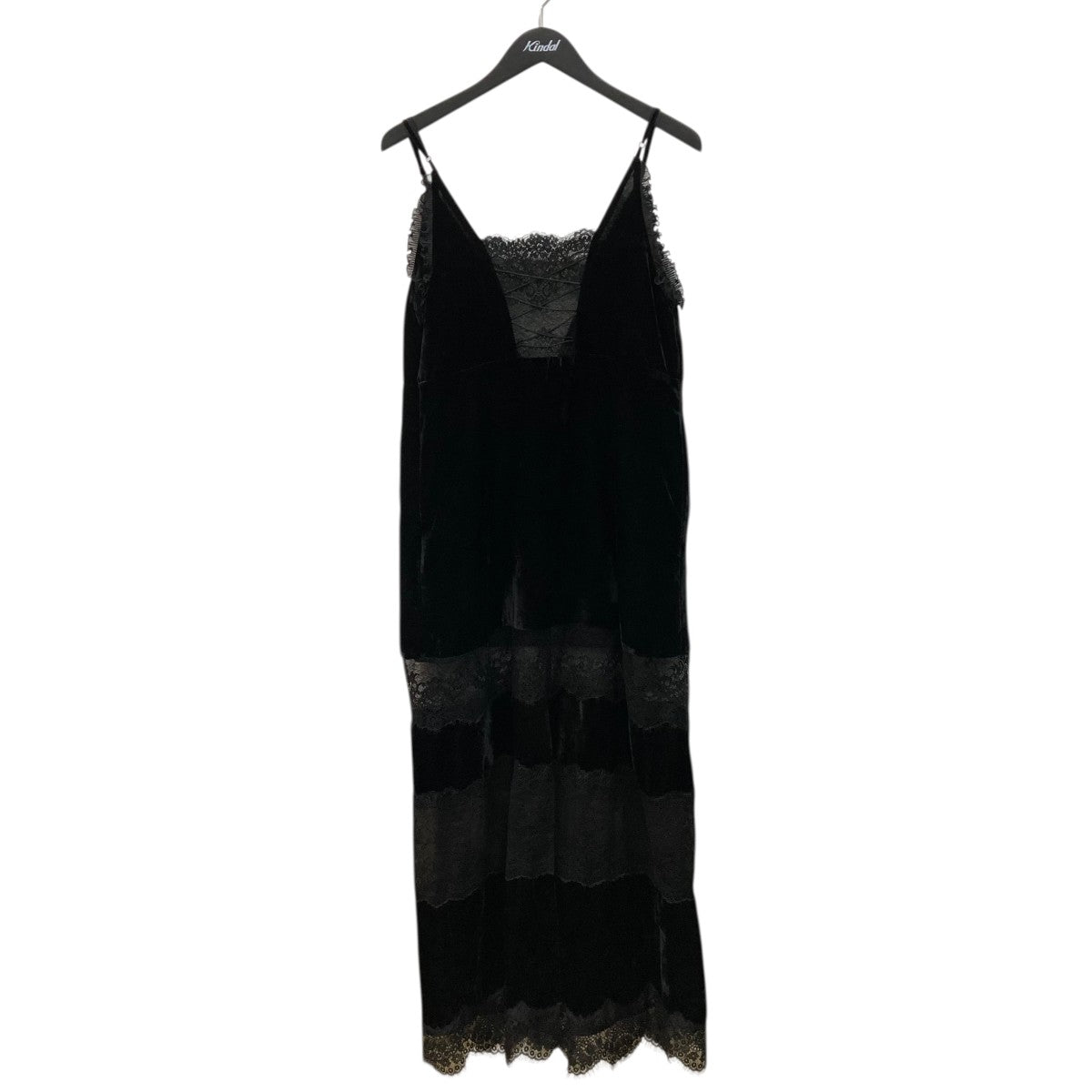 Tanaka Daisuke black lace velour camisole dressキャミソールワンピース 古着・中古-1枚目のアイテム画像