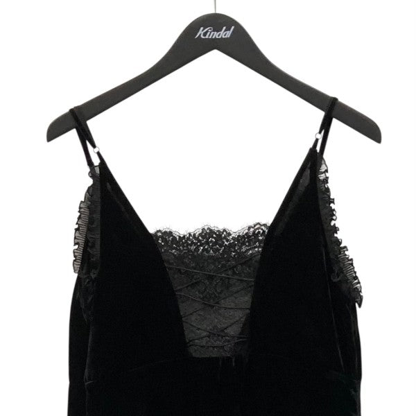 Tanaka Daisuke black lace velour camisole dressキャミソールワンピース 古着・中古-2枚目のアイテム画像
