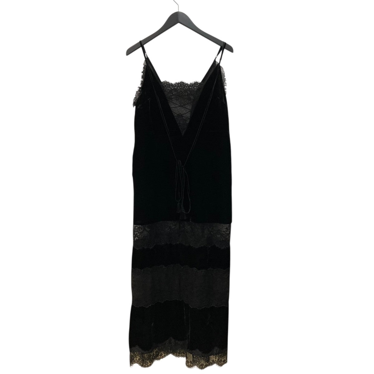 Tanaka Daisuke black lace velour camisole dressキャミソールワンピース 古着・中古-3枚目のアイテム画像