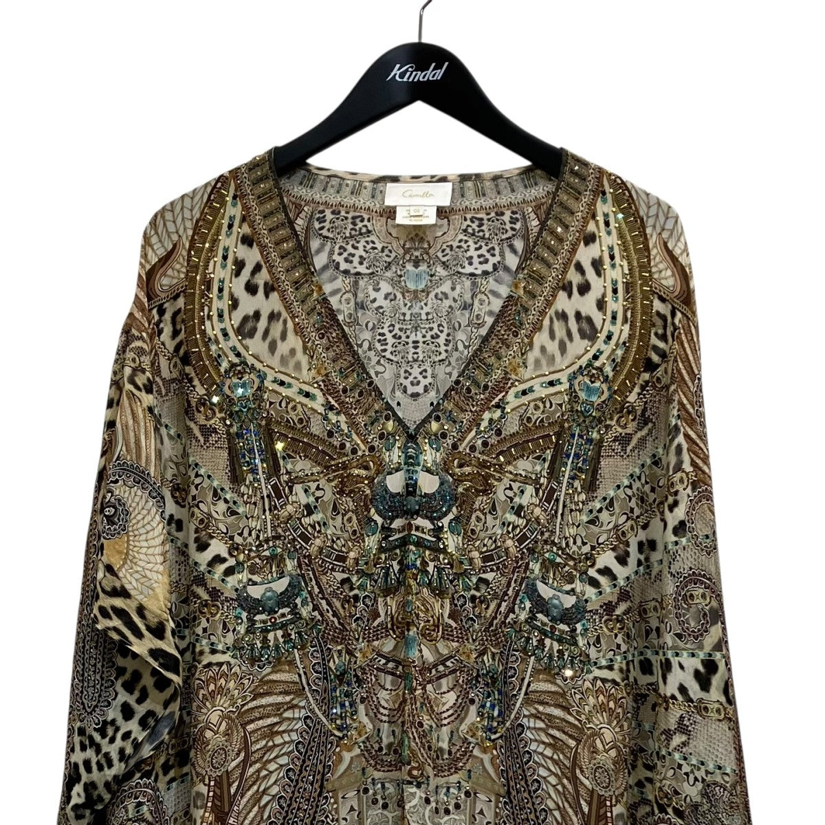 V NECK KAFTAN WITH FRINGEワンピース25040570000110
