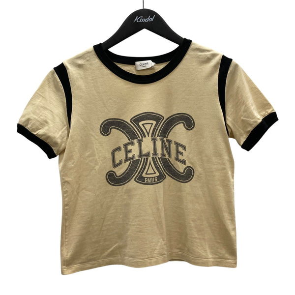 セリーヌ ロゴ トリオンフ 半袖Ｔシャツ 2X58B671Q ブラック×ベージュ S【中古】 CELINE(セリーヌ) トリオンフ ロゴ半袖Tシャツ2X58B671Q 2X58B671Q