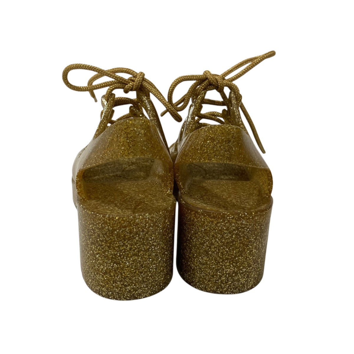 BOTTEGA VENETA GOLD JELLYLACEUPサンダル 古着・中古-4枚目のアイテム画像