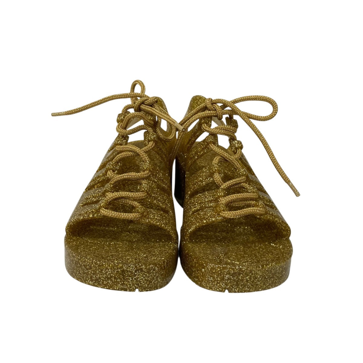 BOTTEGA VENETA GOLD JELLYLACEUPサンダル 古着・中古-8枚目のアイテム画像