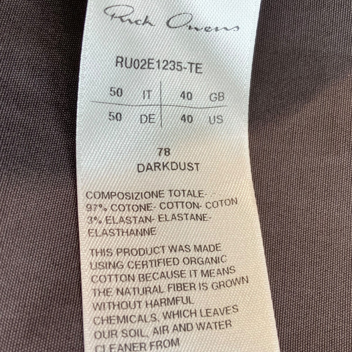RICK OWENS 25AWOUTERSHIRTシャツRU02E1235-TE 古着・中古-5枚目のアイテム画像