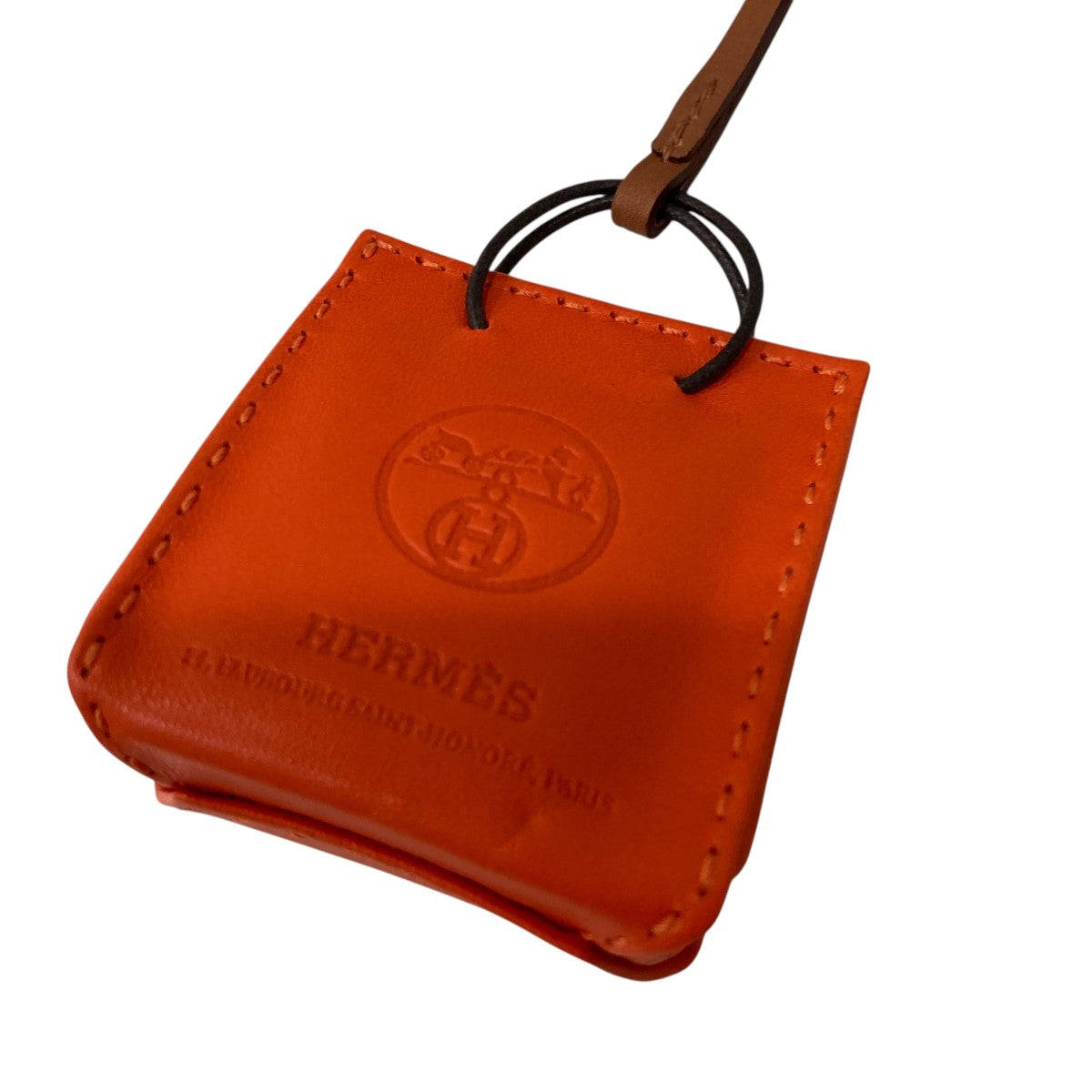【新品未使用】★紙袋型チャーム★サックオランジュ★ HERMES(エルメス) サック オランジュ D刻印チャーム オレンジ｜【公式