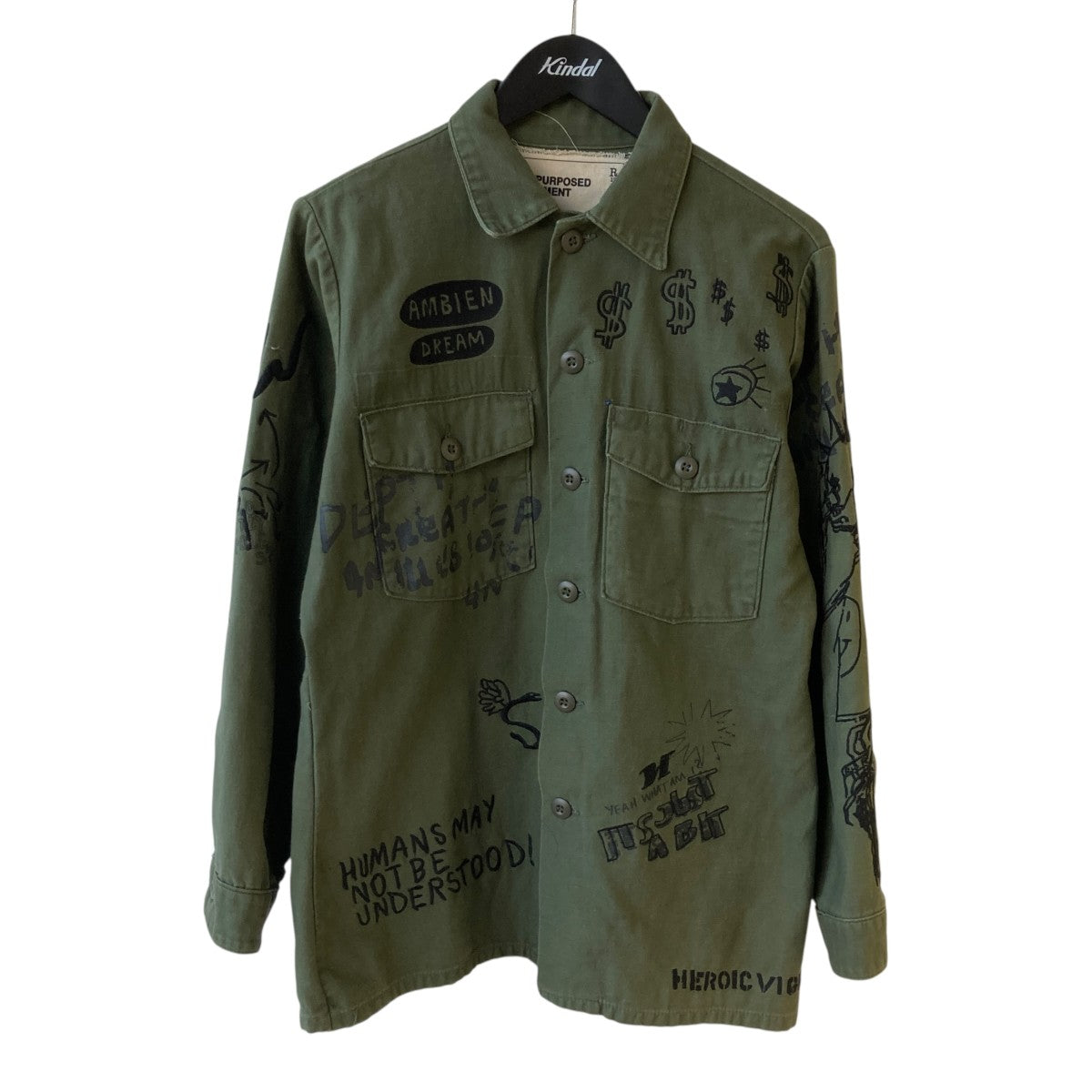 R13 REPURPOSED SHIRT WITH EMBROIDERYミリタリーシャツR13W2073-03 古着・中古-1枚目のアイテム画像