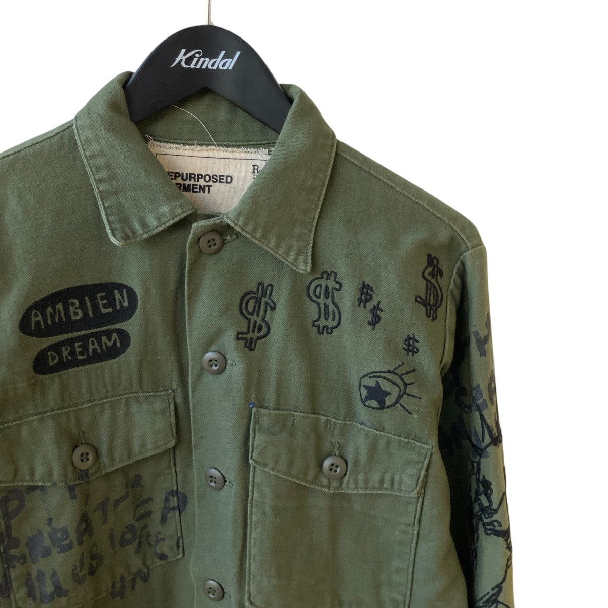 R13 REPURPOSED SHIRT WITH EMBROIDERYミリタリーシャツR13W2073-03 古着・中古-3枚目のアイテム画像