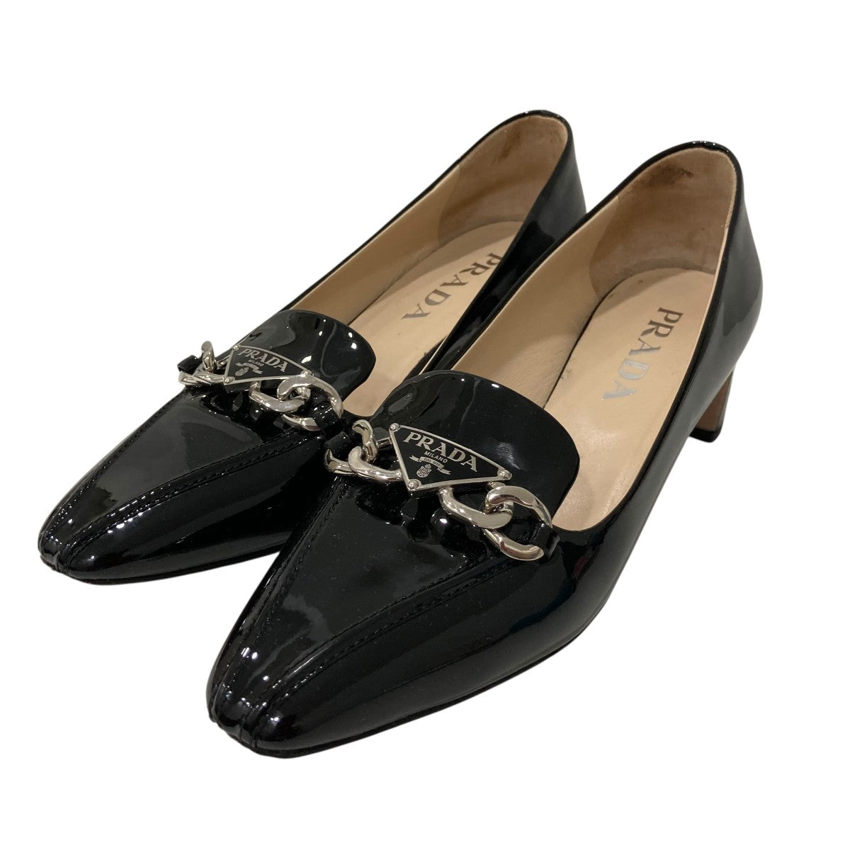 PRADA プレートパテントパンプス1D189N 古着・中古-1枚目のアイテム画像