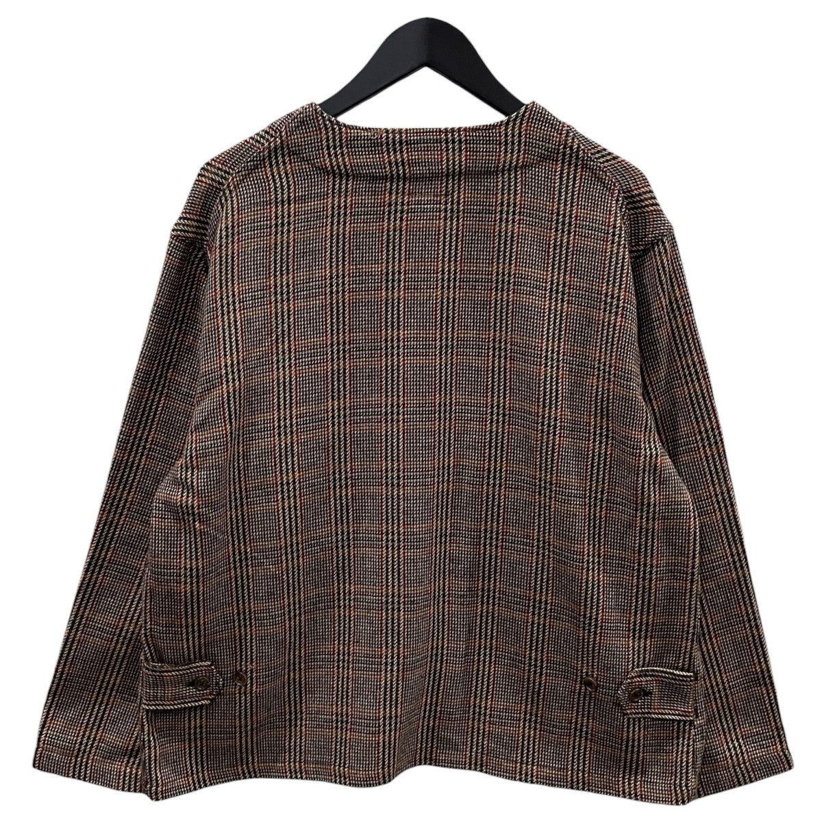 Engineered Garments チェック柄ノーカラージャケット Cardigan Jacket - Poly Polyester H．Plaid カーディガン ジャケット 古着・中古-2枚目のアイテム画像