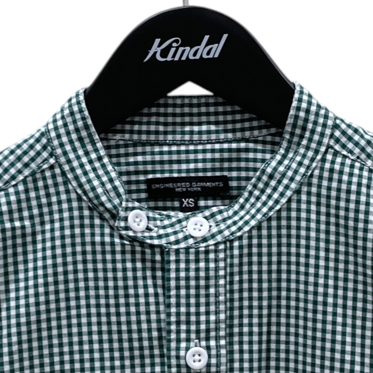 ギンガムチェック柄バンドカラーシャツ Banded Collar Shirt