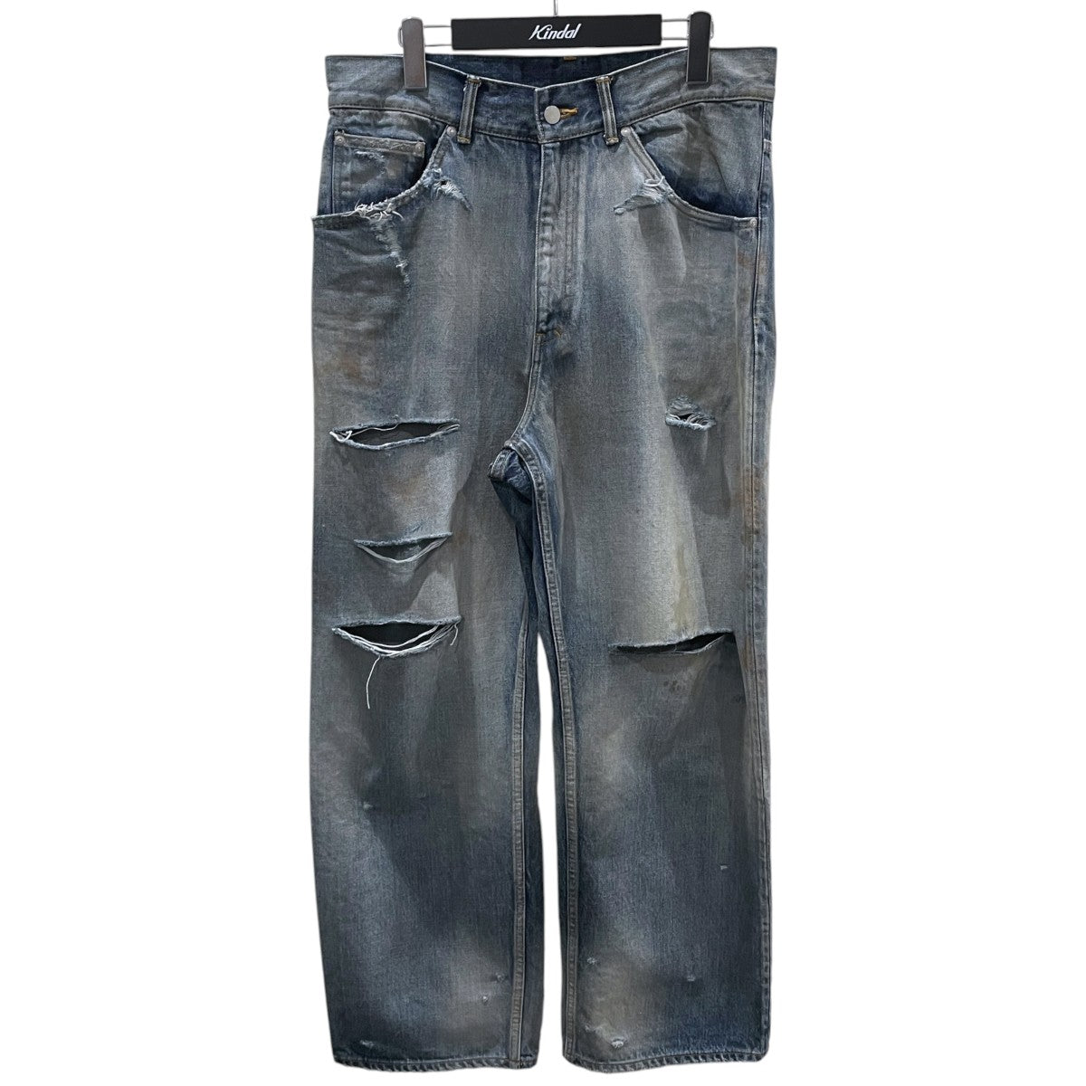 24SS 加工デニムパンツ CRASH SELVEDGE DENIM STRAIGHT 5P PANTS クラッシュセルヴィッジデニムストレート5ポケットパンツ ANC-PT47