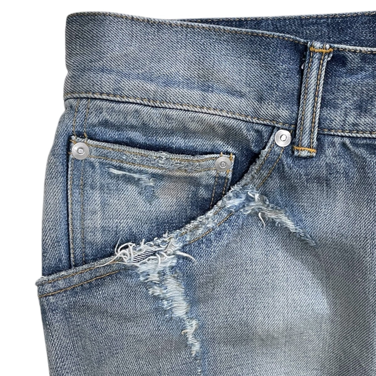 24SS 加工デニムパンツ CRASH SELVEDGE DENIM STRAIGHT 5P PANTS クラッシュセルヴィッジデニムストレート5ポケットパンツ ANC-PT47