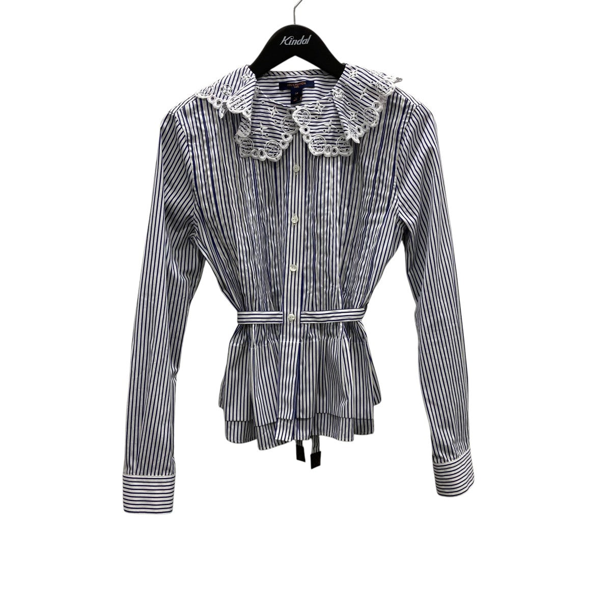 LOUIS VUITTON モノグラムピーターパンカラーバヤデールブラウスシャツRW221J FQN FMBB05 古着・中古-1枚目のアイテム画像