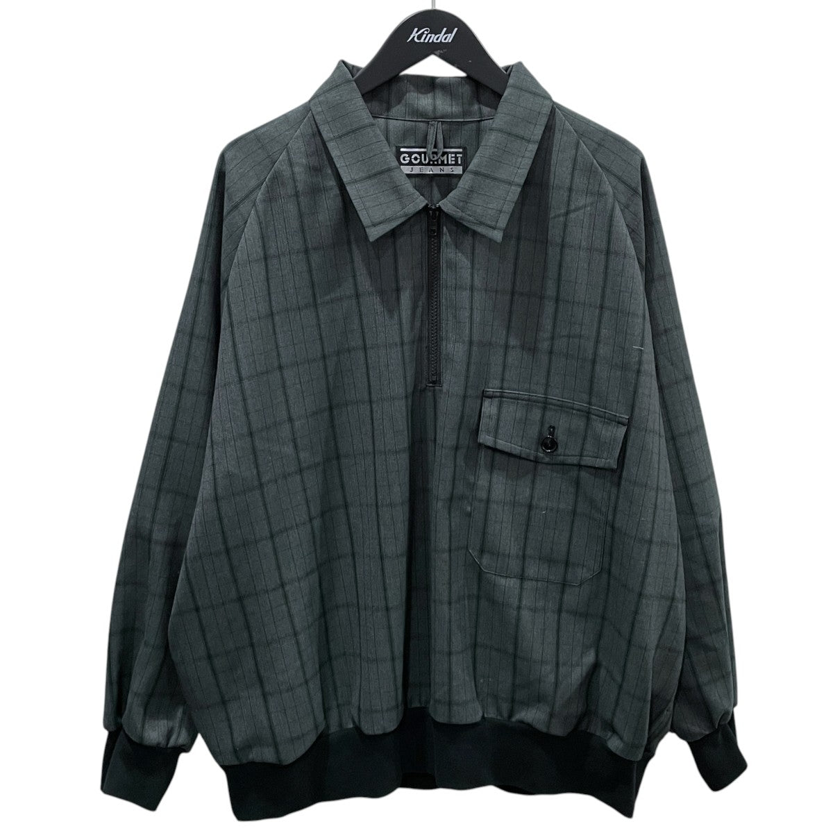 チェック柄ハーフジップジャケット ZIP POLO ジップポロ GR-BL 002