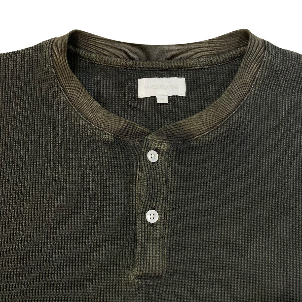 KANEMASA PHIL． 18G Garment Dye Waffle Henry NeckヘンリーネックカットソーKM25A-012 古着・中古-3枚目のアイテム画像
