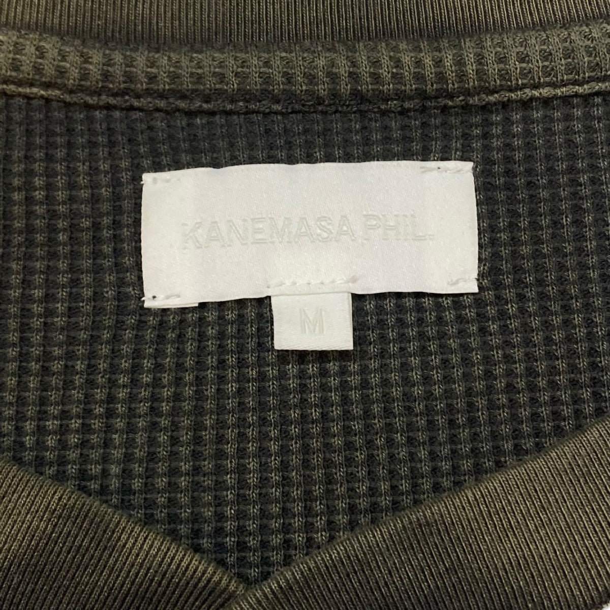 KANEMASA PHIL． 18G Garment Dye Waffle Henry NeckヘンリーネックカットソーKM25A-012 古着・中古-6枚目のアイテム画像