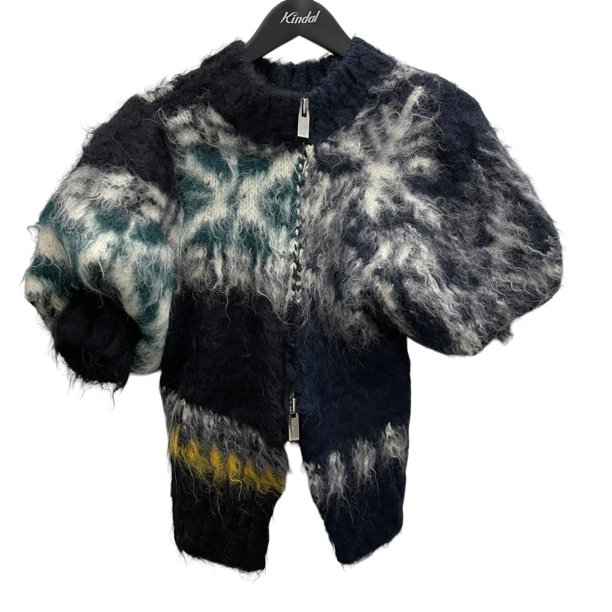 sacai アルパカ混 ジャガード ショートスリーブ ジップアップニットカーディガン2407434 古着・中古-1枚目のアイテム画像