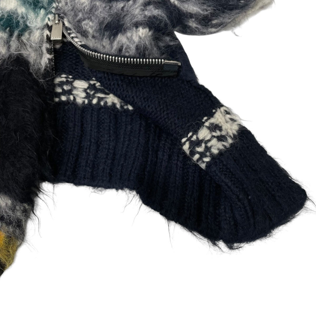 sacai アルパカ混 ジャガード ショートスリーブ ジップアップニットカーディガン2407434 古着・中古-4枚目のアイテム画像