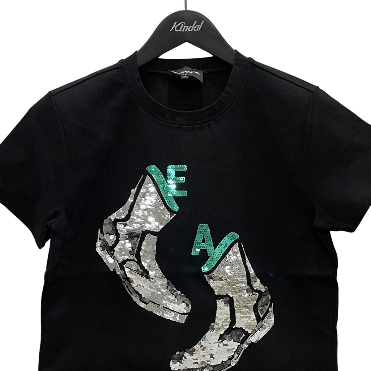 EMPORIO ARMANI スパンコール半袖カットソー 古着・中古-2枚目のアイテム画像