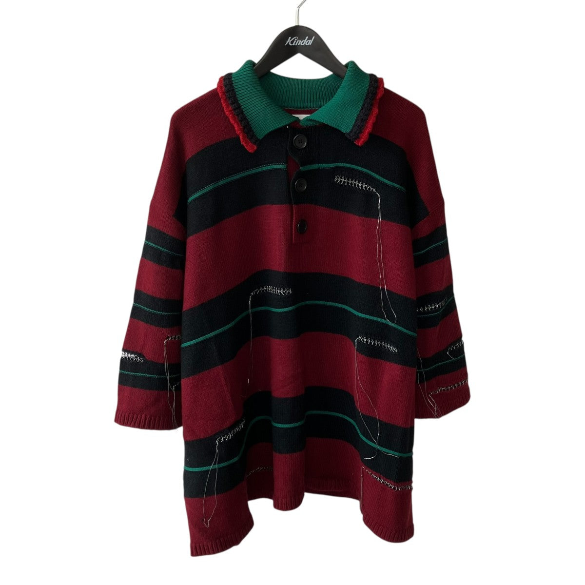 OVERSIZED BORDER POLO KNIT COLLAB WITH rurumu：ニットKL751