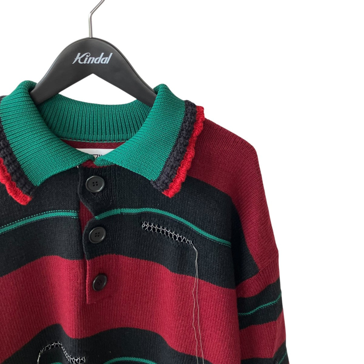 OVERSIZED BORDER POLO KNIT COLLAB WITH rurumu：ニットKL751