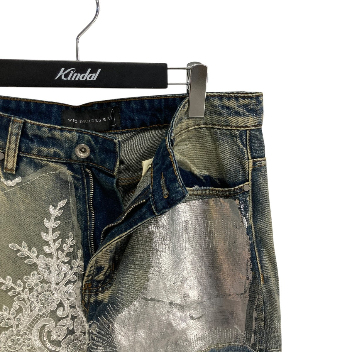 WHO DECIDES WAR METALLIC LACE DENIMデニムパンツAW23-DNM-001 古着・中古-3枚目のアイテム画像