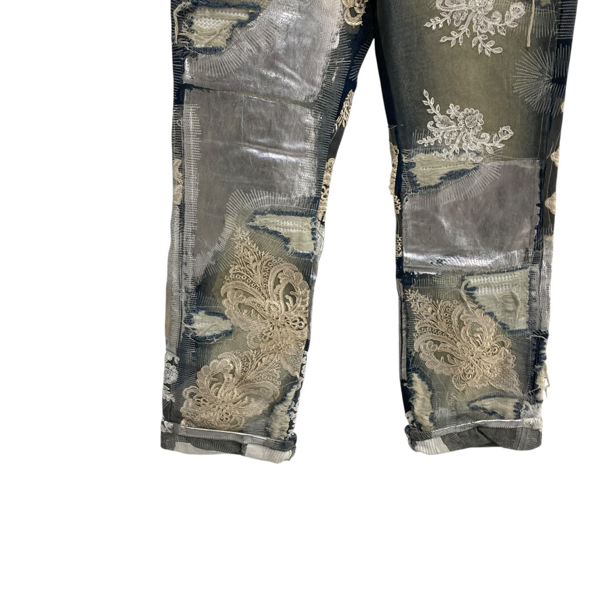 WHO DECIDES WAR METALLIC LACE DENIMデニムパンツAW23-DNM-001 古着・中古-4枚目のアイテム画像