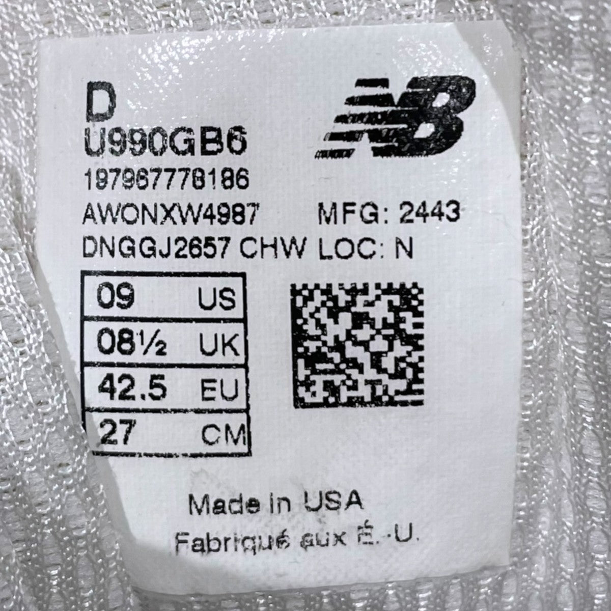 スニーカー U990GB6 MADE IN USA