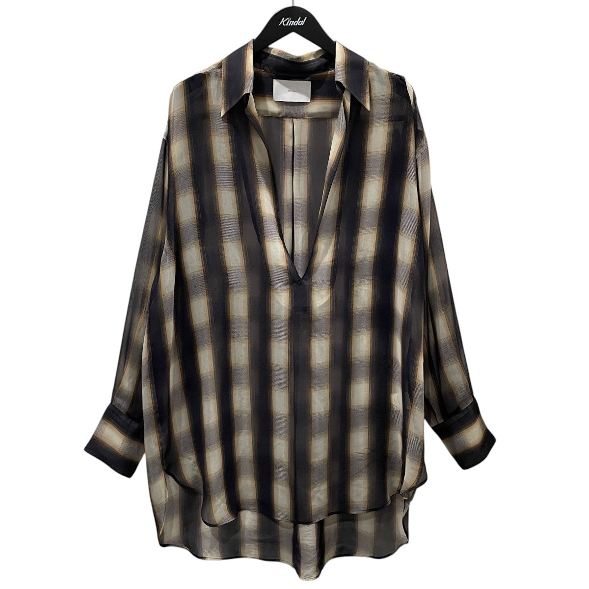 23AW オンブレチェック柄プルオーバーシャツ SHEER OMBRE BLOUSE シアーオンブレブラウス 23AWSH16