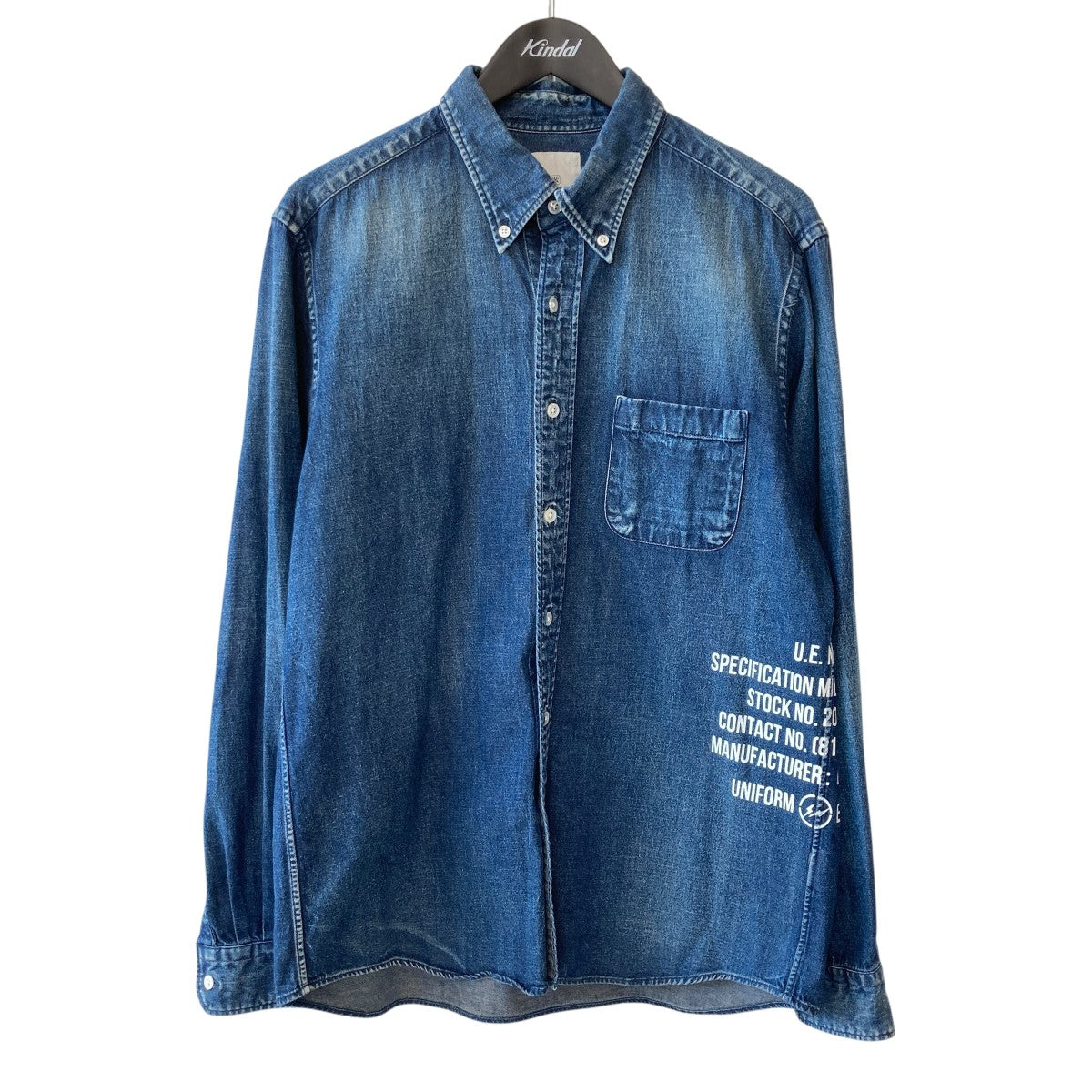 DAMAGED DENIM B．D SHIRTダメージ加工 ボタンダウンデニムシャツUE-192043
