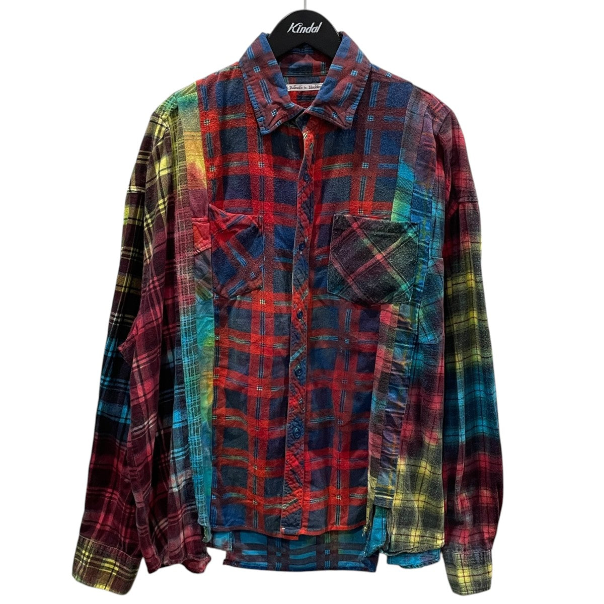 Rebuild by Needles 20AW リメイクチェック柄シャツ Flannel Shirt - 7 Cuts Wide Shirt ／ Tie Dye HM305 古着・中古-1枚目のアイテム画像