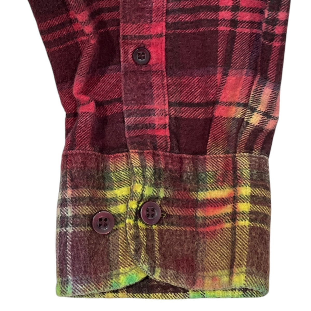 Rebuild by Needles 20AW リメイクチェック柄シャツ Flannel Shirt - 7 Cuts Wide Shirt ／ Tie Dye HM305 古着・中古-4枚目のアイテム画像