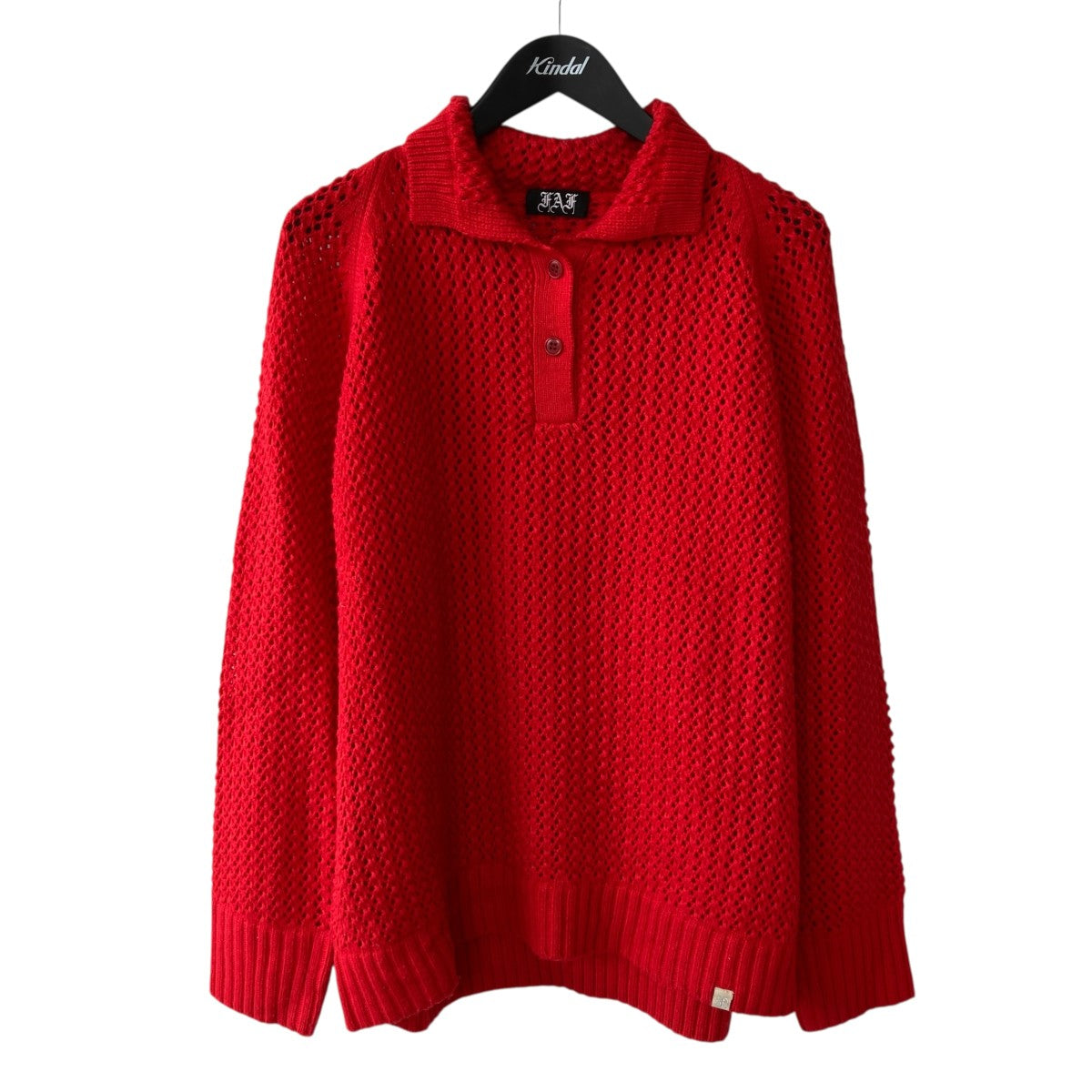 FAF Openwork Knit Polo Shirts厚手ニット13413009 古着・中古-1枚目のアイテム画像