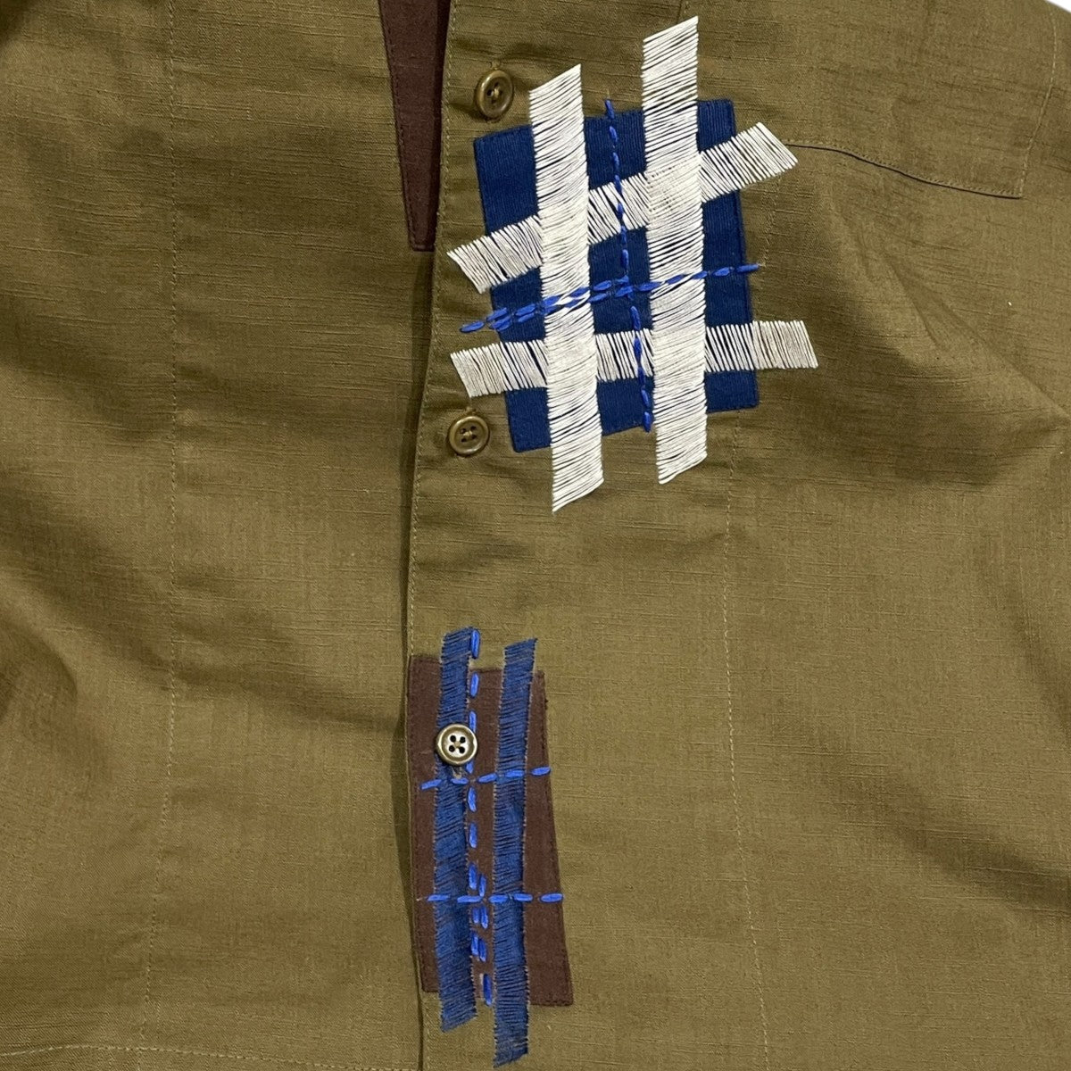 26SS 長袖シャツ Uniform Shirt LS - Olive Patched Up ユニフォーム シャツ ロングスリーブ - オリーブ パッチド アップ SSS26SHUNICOTEPU