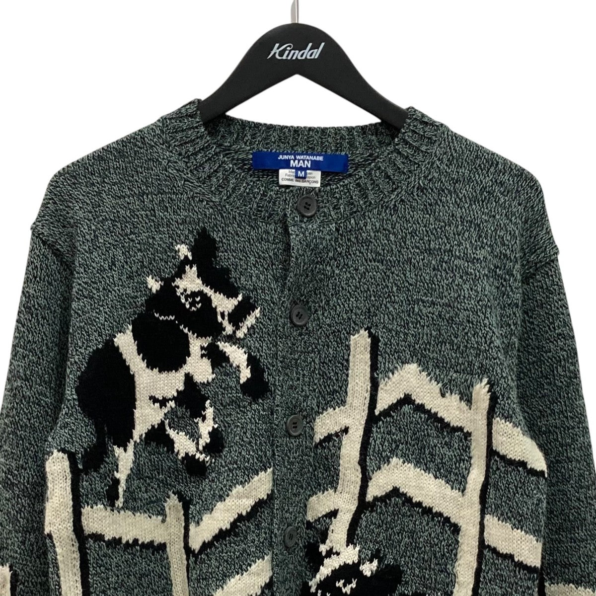 JUNYA WATANABE MAN 26SSウールエステル天竺インターシャジャガードニットジャケットWQN012 古着・中古-2枚目のアイテム画像