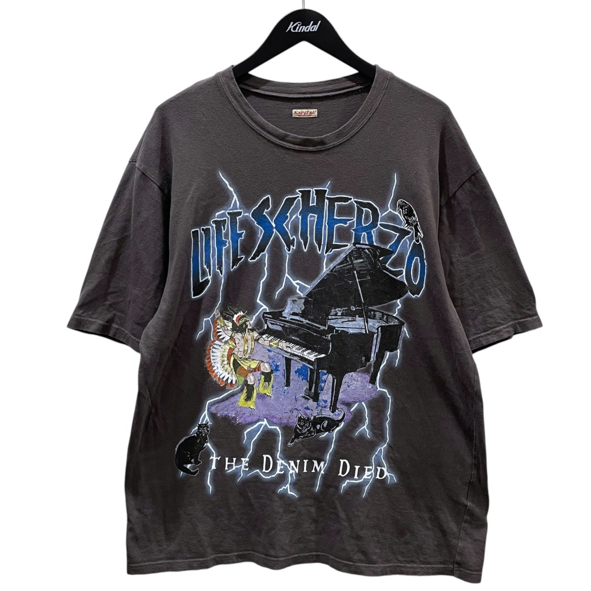 25SS 加工プリントTシャツ 20／-天竺 クルーT LIGHTNING ピアノpt K2503SC063