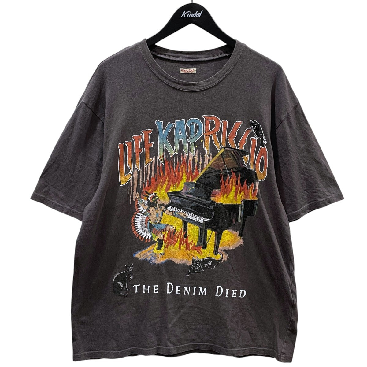 25SS 加工プリントTシャツ 20／-天竺 クルーT BURNING ピアノpt 半袖カットソー K2503SC062